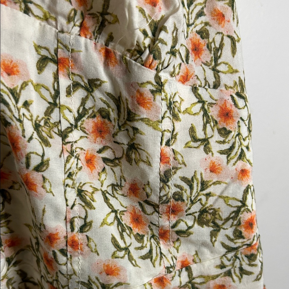 Free People Floral Blouse with Orange and Green Hues - Picture 6 of 8